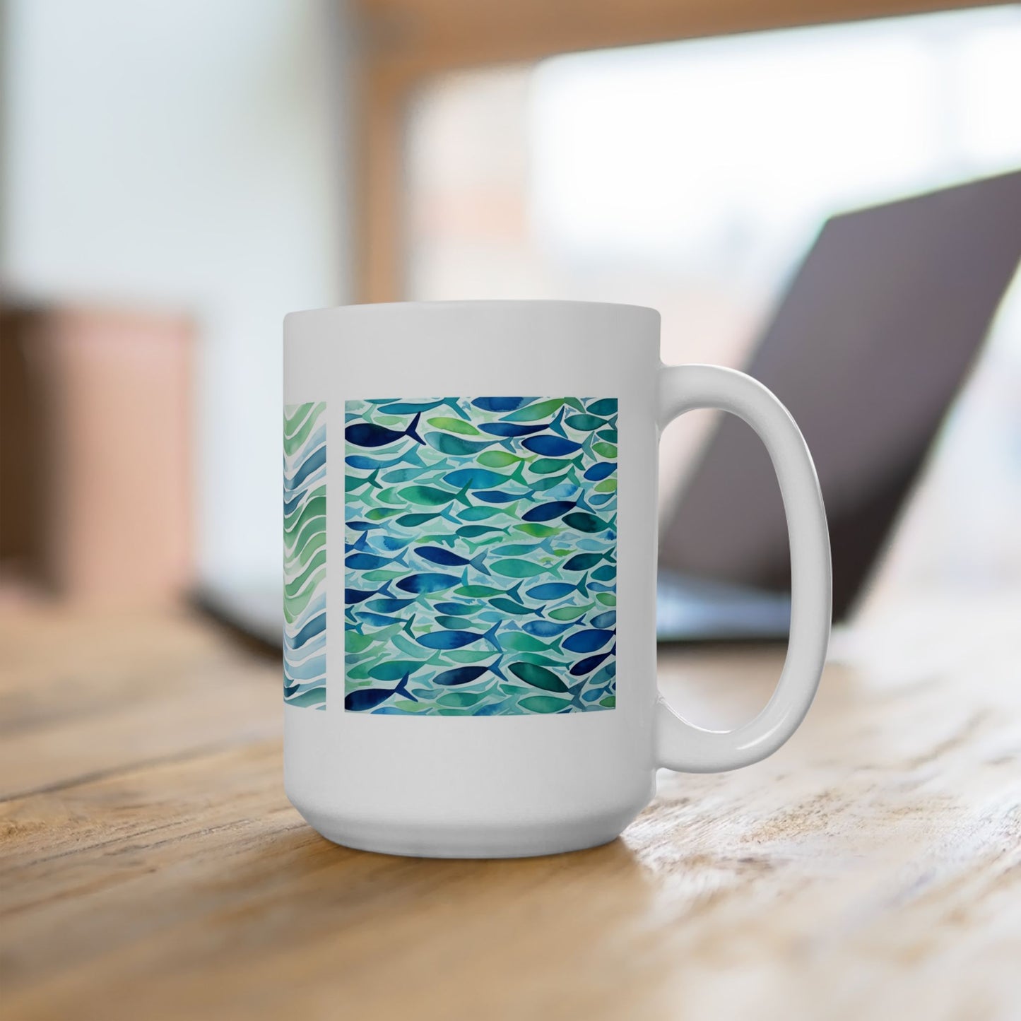 Aquamarine Ceramic Art Mug Mockup 15oz