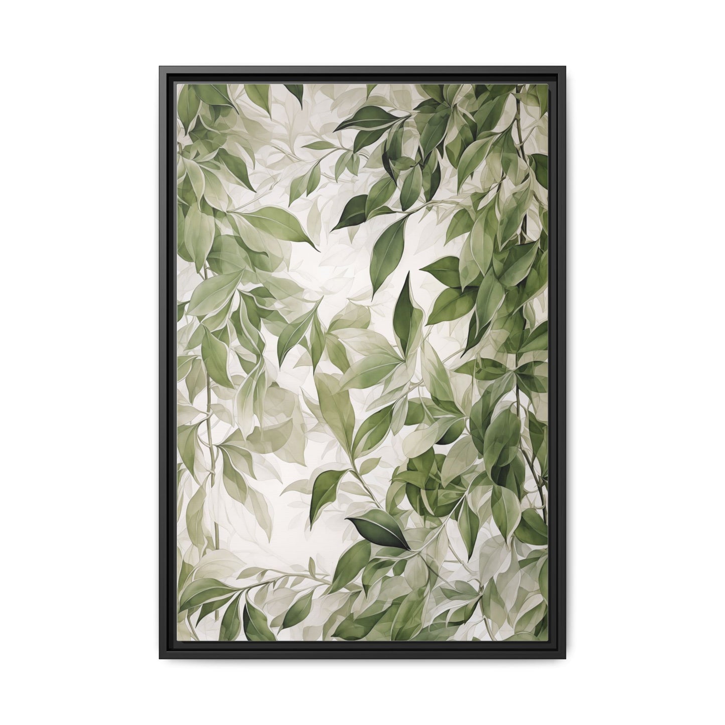 Green Leaves Framed Art Canvas