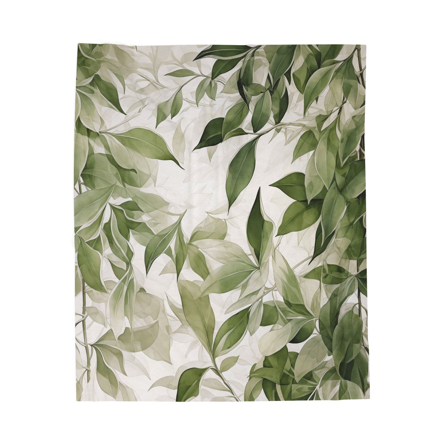 Green Leaves Plush Art Blanket