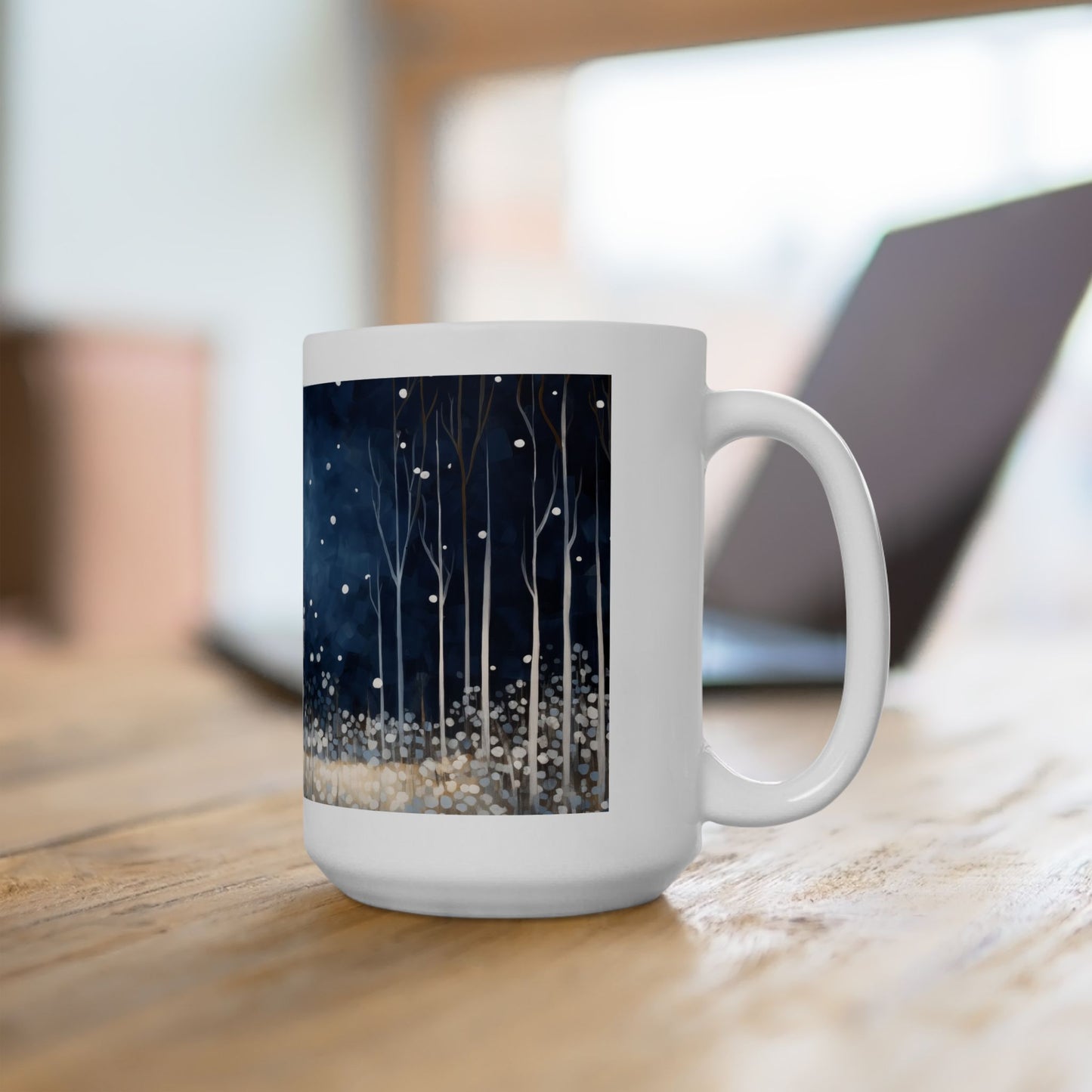 Winter Woods Ceramic Art Mug Mockup 15oz