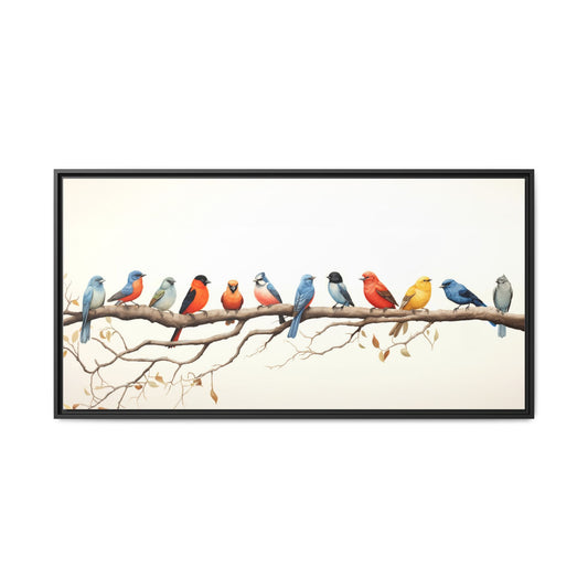 12 Birds Framed Art Canvas