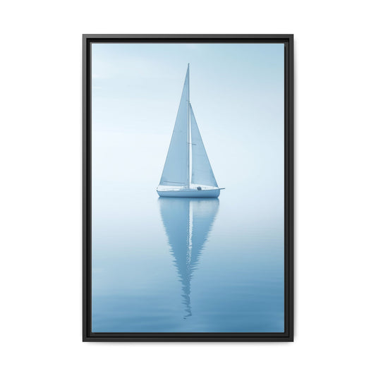 Blue Boat Framed Art Canvas