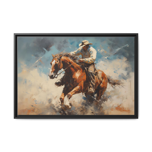 Cowboy Up Framed Art Canvas