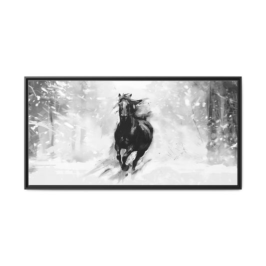 Snow Horse Framed Art Canvas