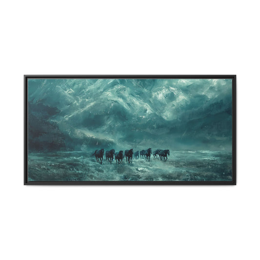 Snow Horses Framed Art Canvas