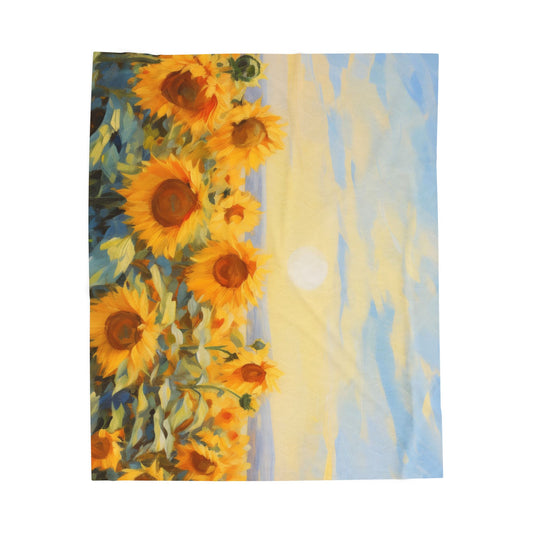 Sunflowers Plush Art Blanket