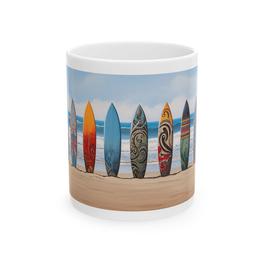 Surfboard Ceramic Art Mug